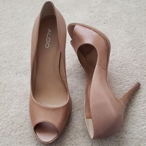 New! Aldo 'Leofa' Nude Peep Toe Platform Pump